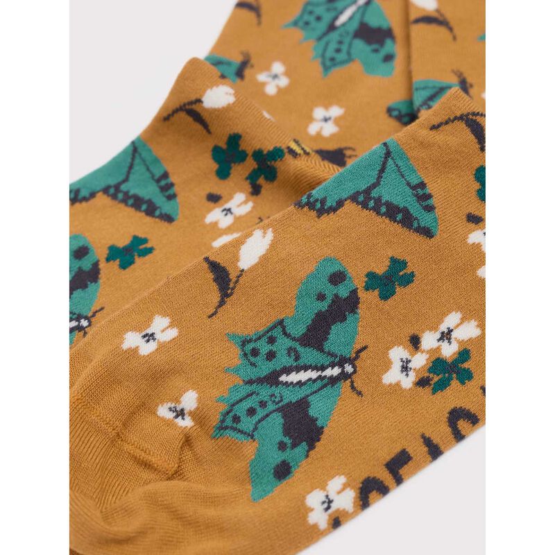 Seasalt Cornwall Bamboo Arty Socks - Wing Flower Mango image number 1